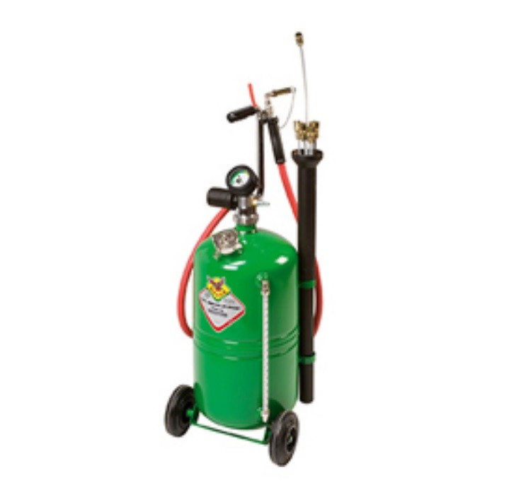 Wheel-mounted air-operated oil drainer 24-litre tank