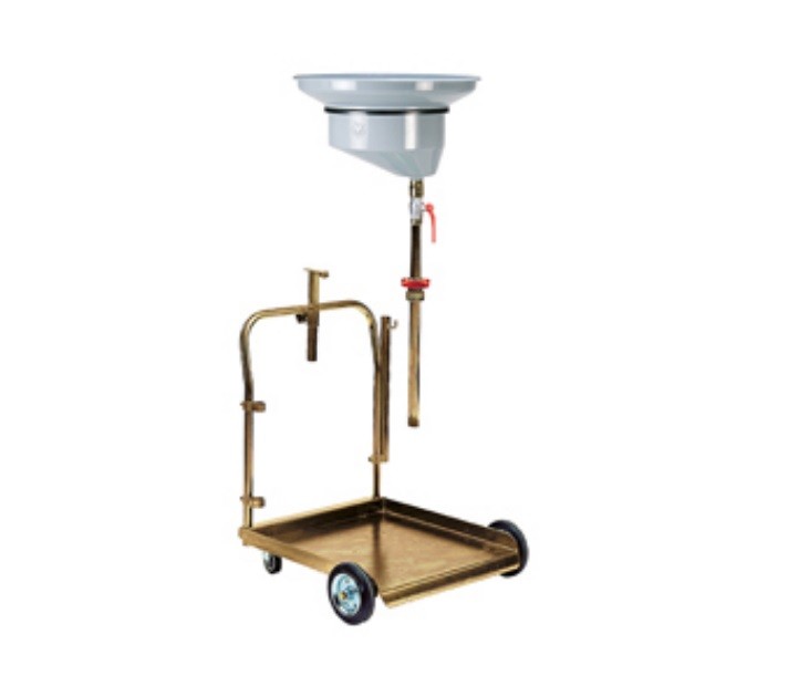 Waste oil drainer for drums composed of art. 80200 Trolley for 180/220 kg drums.