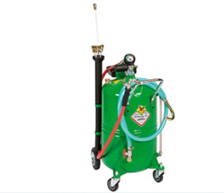 Air-operated oil drainer, with wheel-mounted 115-litre tank